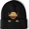 Autumn and Winter West Highland Cattle Embroidery Autumn and Winter Warm Pullover Hat Embroidery Knitted Hat Pullover Hat Hip Hop Wool Hat