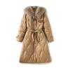 Winter Faux Fur Collar High End Knee Length Down Jacket Female Warm Long Parker Jacket Women White Duck Down Lace Up Outwears