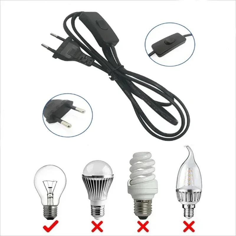 White/Black EU Plug Button 303 Switch Power Cord 2pin Wire Desk Lamp Switch Cable AC 220V Extension Power Cord Switch