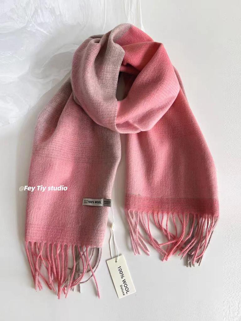 Checkerboard Grain Scarf Female Winter Warm Pure Wool Cashmere Shawl Couple Accessory Premium Sense Windproof Scarf For Women