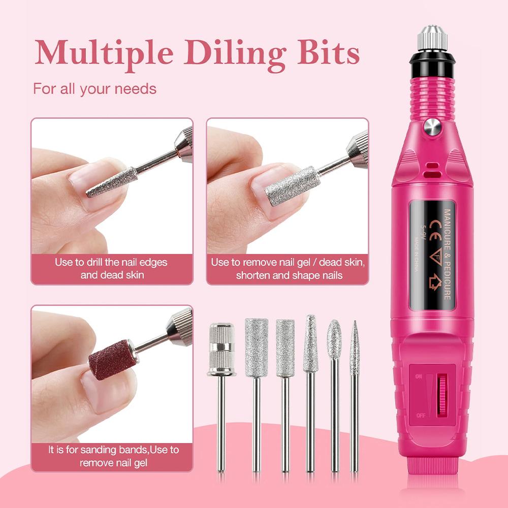 Electric Nail Drill Machine Set Portable Nail File Equipment Strong Nail Polishing Tool USB Manicure Electric With nail Tools