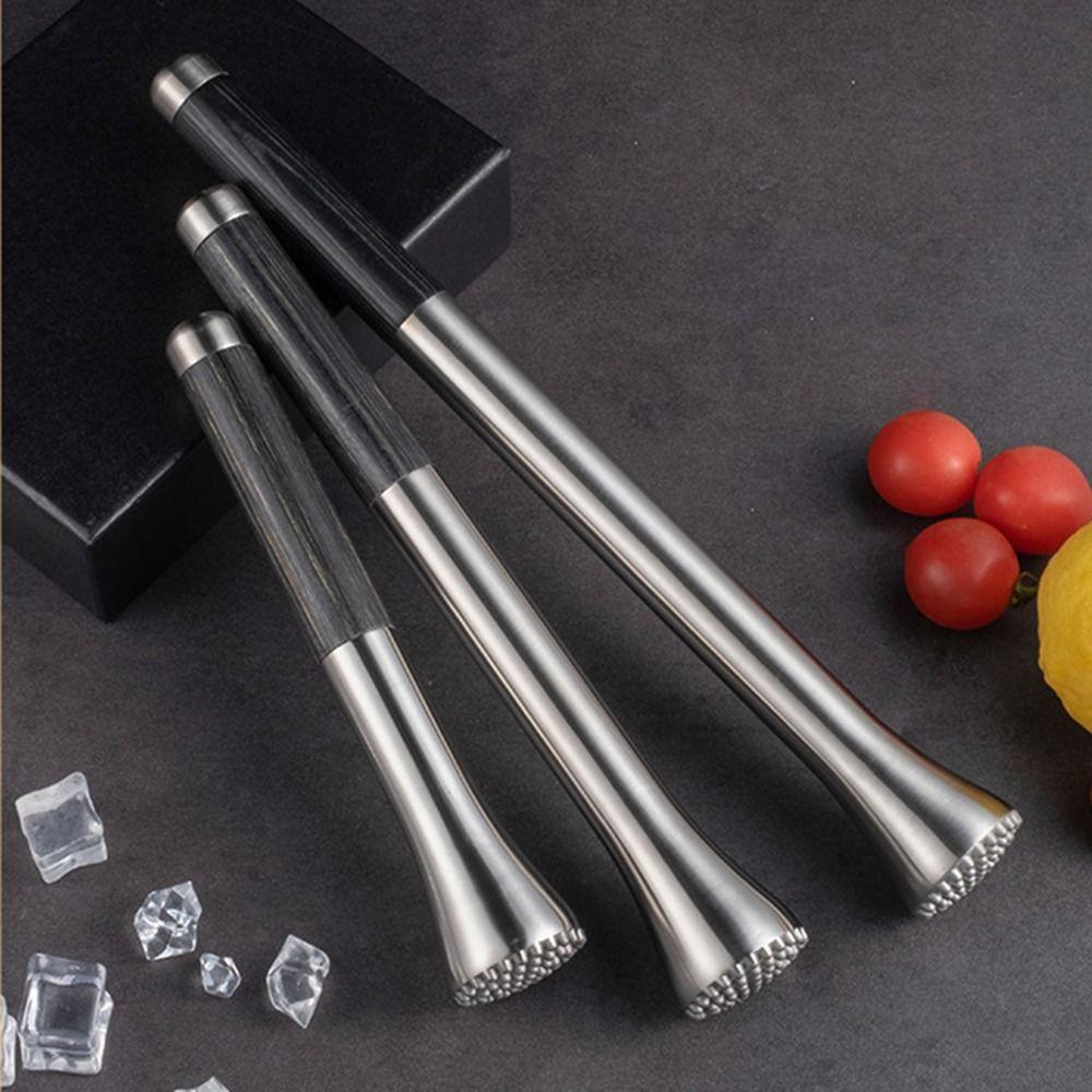 Anti-Slip Wood Handle Cocktail Muddler 304 Stainless Steel Fruit Masher Commercial