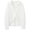 Lyocell Lace Trim Lapel Blouse