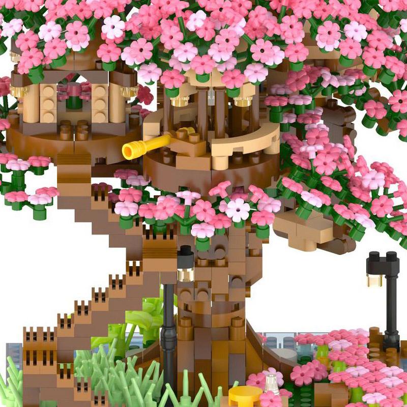 Sakura Tree House Building Blocks Diamond Blocks Japanese Street View Cherry Blossom Model Toys Micro Bricks Toys For Girls Gift