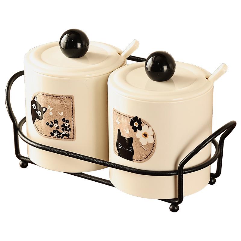 Wall-Mounted Seasoning Set: Punch-Free Kitchen Storage for Salt, Sugar, MSG