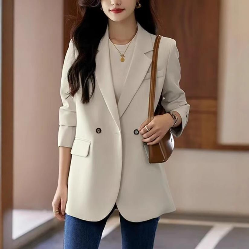 Four Seasons Suit Jackets Women Clothing Blazer Spring Autumn Coat Korean Chic Long Sleeve Tailored Buttons Solid Coats