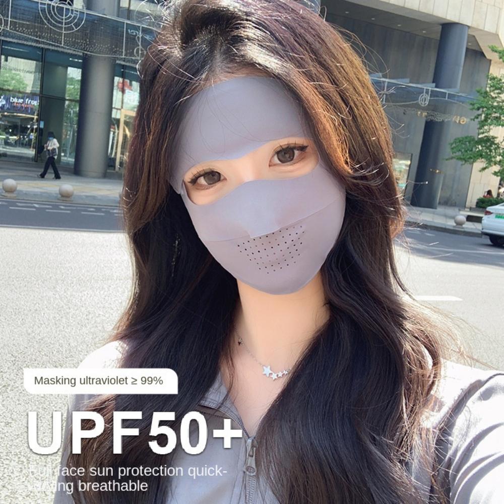 Breathable Summer Ice Silk Mask Solid Color Face Gini Mask Sun Protection Face Cover Golf
