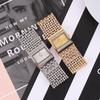 Modische Damen-Quarz-Armbanduhr mit Strasssteinen und Stahlarmband
