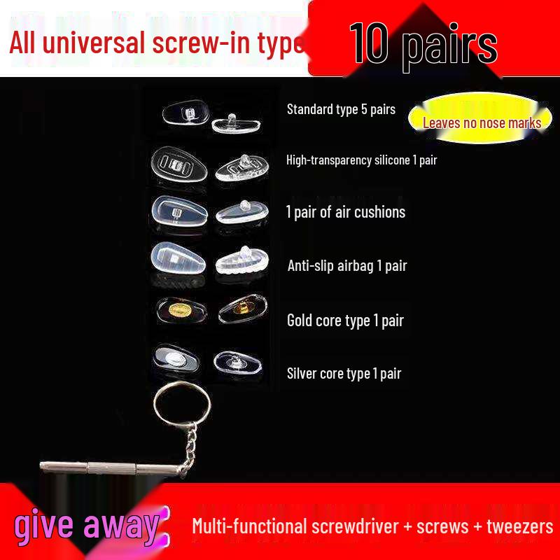 Eyeglass Repair Kit: Screwdriver Set, Nail Cutter, Nose Pads, Frameless Accessories