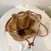 Hollowed-out Handheld Drawstring Style Women's Woven Vintage Fashion Niche Versatile Shoulder Crossbody Bucket Bag