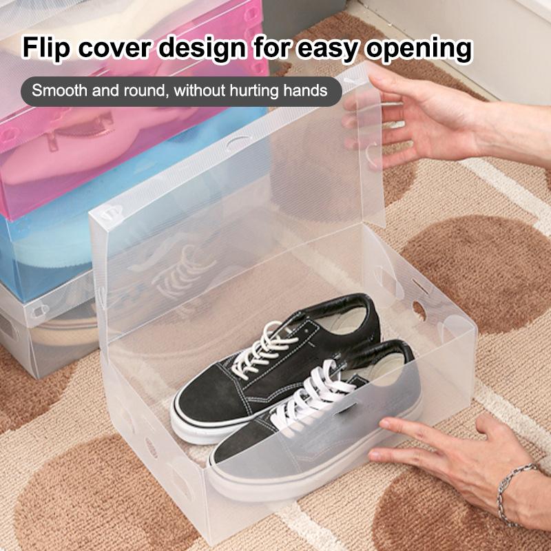 1/5Pcs Plastic Shoe Box Transparent Clear Storage Boxes Foldable Shoes Case Holder Shoes Organizer Cases Boxes