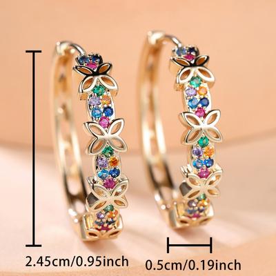 Niche Colored Small Flower Diamond Earrings for Women, Simple Style Personalized Versatile Earrings