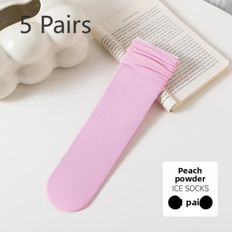 5 Pairs of Female Summer Thin Candy Color Student Trend Pile Socks