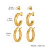 3pcs Set Stainless Steel Twists Texture Large Hoop Earrings for Women, Gold Plated Cubic Zircon Stud Earrings, Fashion Jewelry