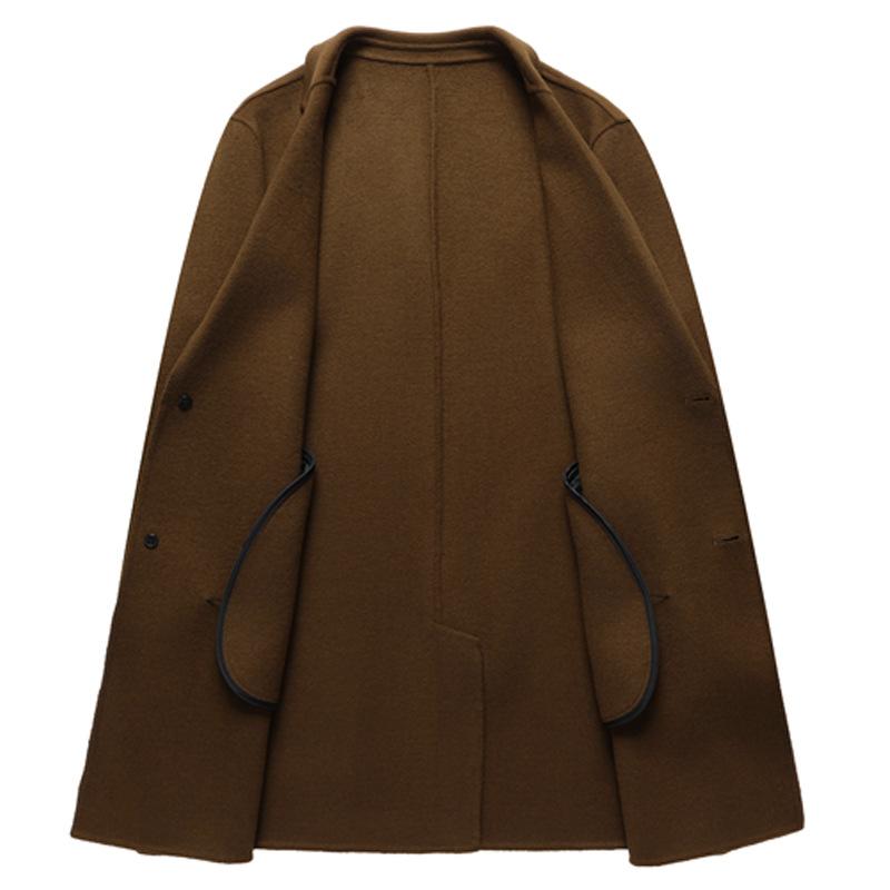 Autumn and Winter New Woolen Coat Men's Medium and Long Single-breasted Double-sided Woolen Coat Trench Coat