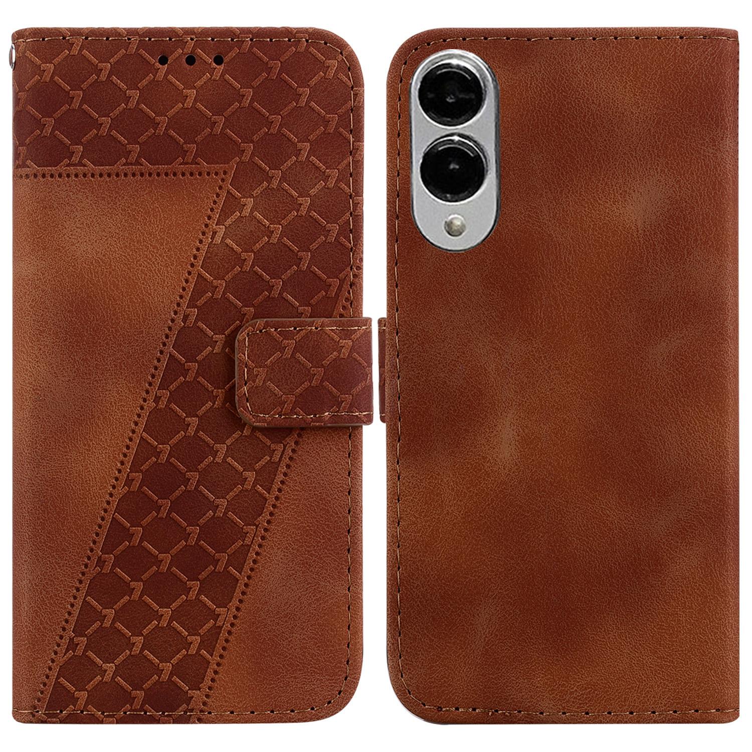 

For Samsung Galaxy S25 Edge Stand Case 7-Shaped Pattern Imprint Leather Phone Cover F