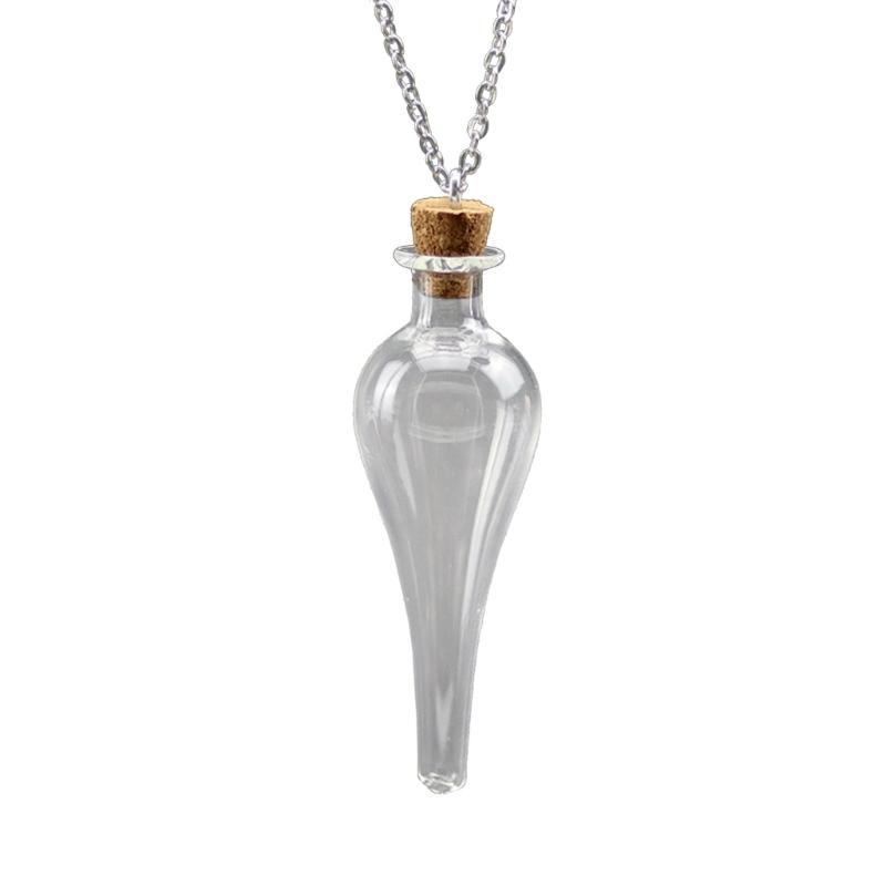 

Handmade Drifting Wishing Bottle Necklace Vintage Glass Cork Potion Neckchain Lucky DIY Water Drop Amulets Jewelry