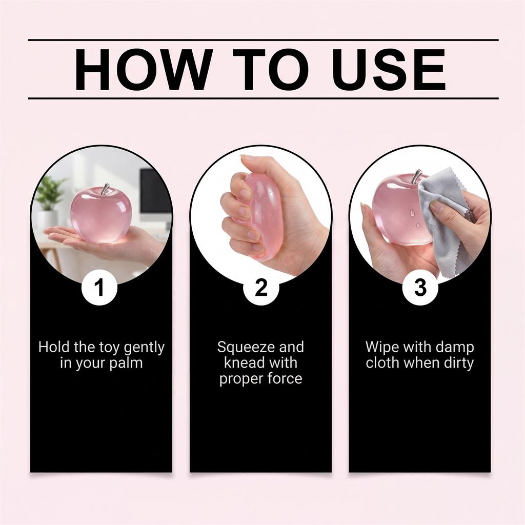 Pink Apple Squishy Toy Realistic Fruit Soft TPR Stress Ball Slow Rising Hand Pinch Fidget Toy for Office Desk Vent Decompression