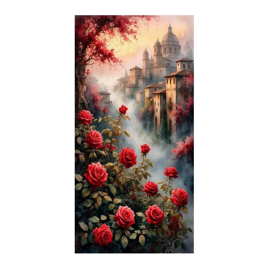 

Lightning Poppy Flower Large Size Diamond Painting New Collection Scenery Castle Red Rose Diy Full Drill Rhinestone Embroidery Mosaic Cross Stitch Kit Round drill 30x60cm