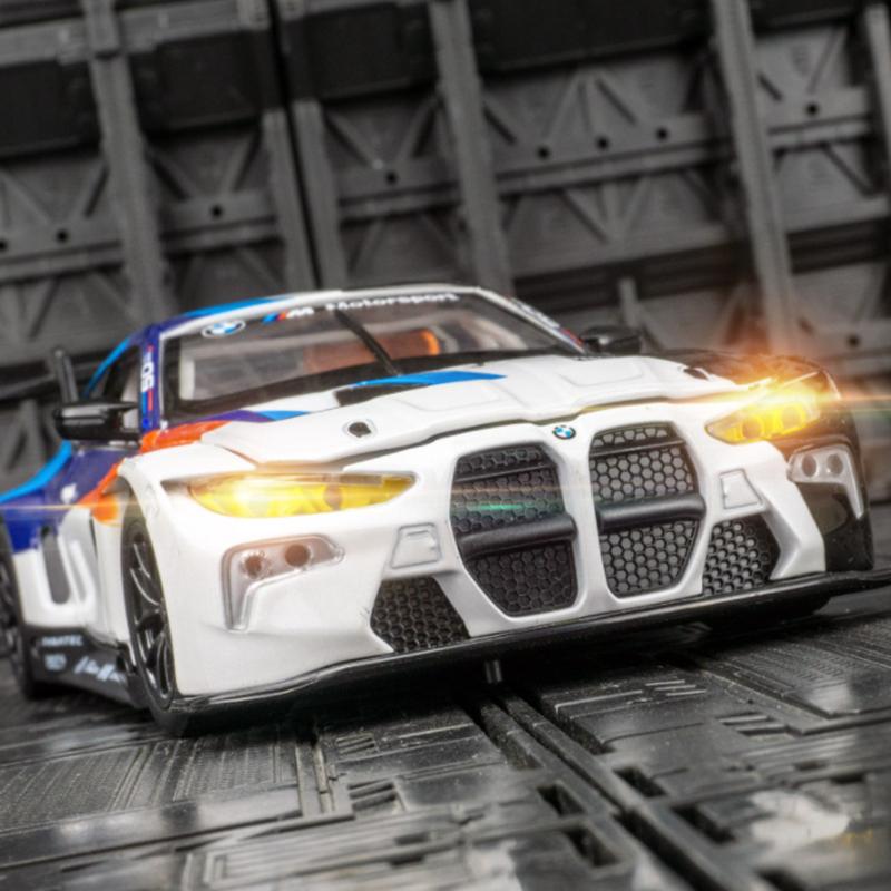 ABW1 1:24 BMW M4 GT3 Alloy Sports Car Model Diecast Metal Toy Car Vehicles Model Simulation Sound and Light Collection Childrens Gift