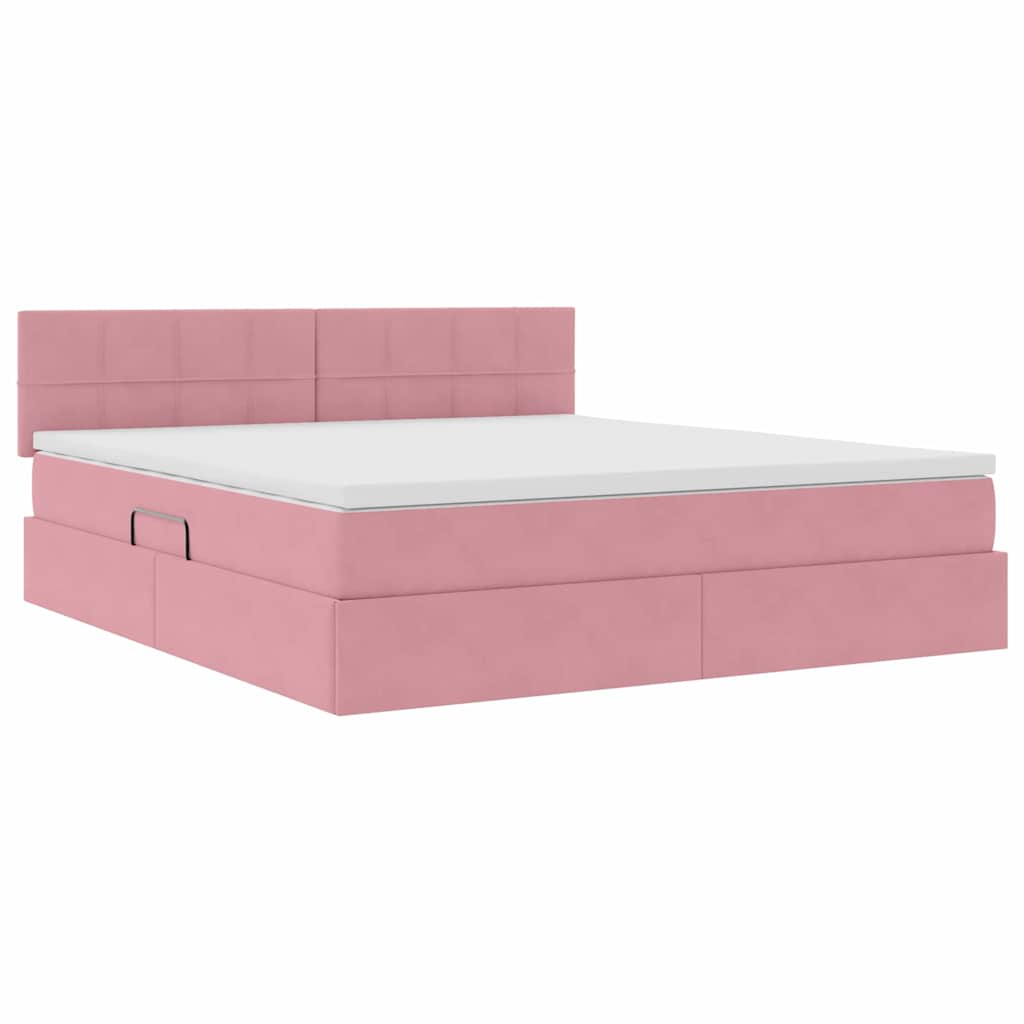 Storage Bed with Mattress Pink 160 x 200 cm Velvet