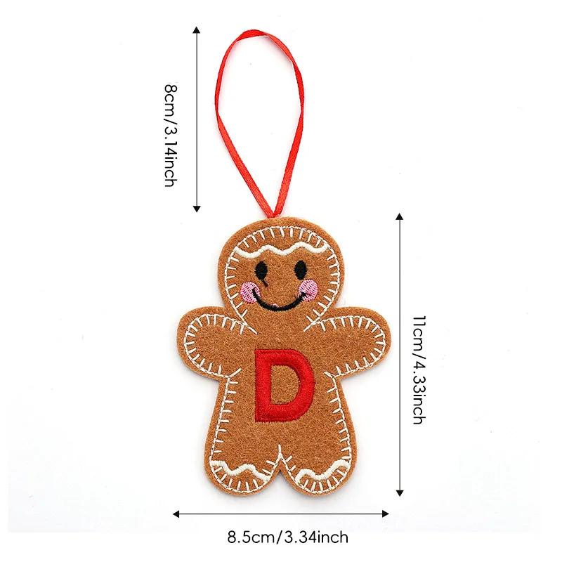 A-Z Gingerbread Man Doll Christmas Decoration Pendants Xmas Tree Hanging Ornament Christmas for Home New Year Kids Gift