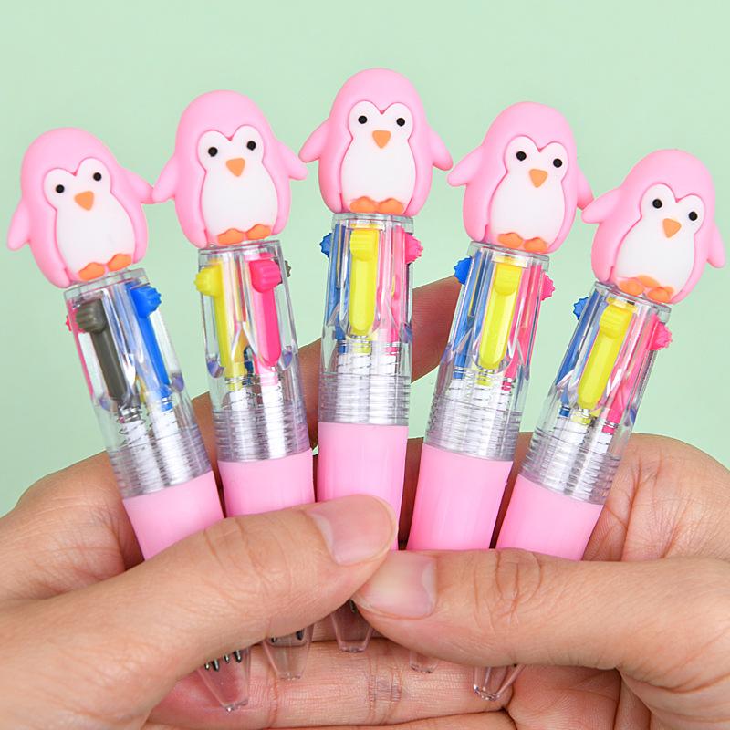 36Pcs Cute Penguin Retractable Ballpoint Pens, Assorted Pink Multi-Color Pens, Smooth Writing for Office, School, Stationery Supplies, Daily Note