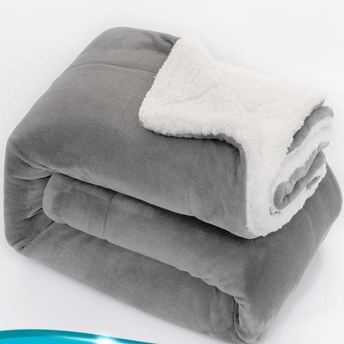 Einfarbige Winterdecke aus Lammwolle, verdickte Steppdecke, doppelte Flanelldecke, Schlafzimmer