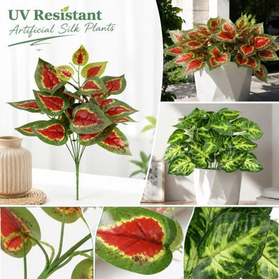 Künstliche Pflanze für den Außenbereich, UV-beständig, Kunstseidenblattstiel, Realistisches dekoratives Grün für Zuhause, Büro, Garten, Auslage