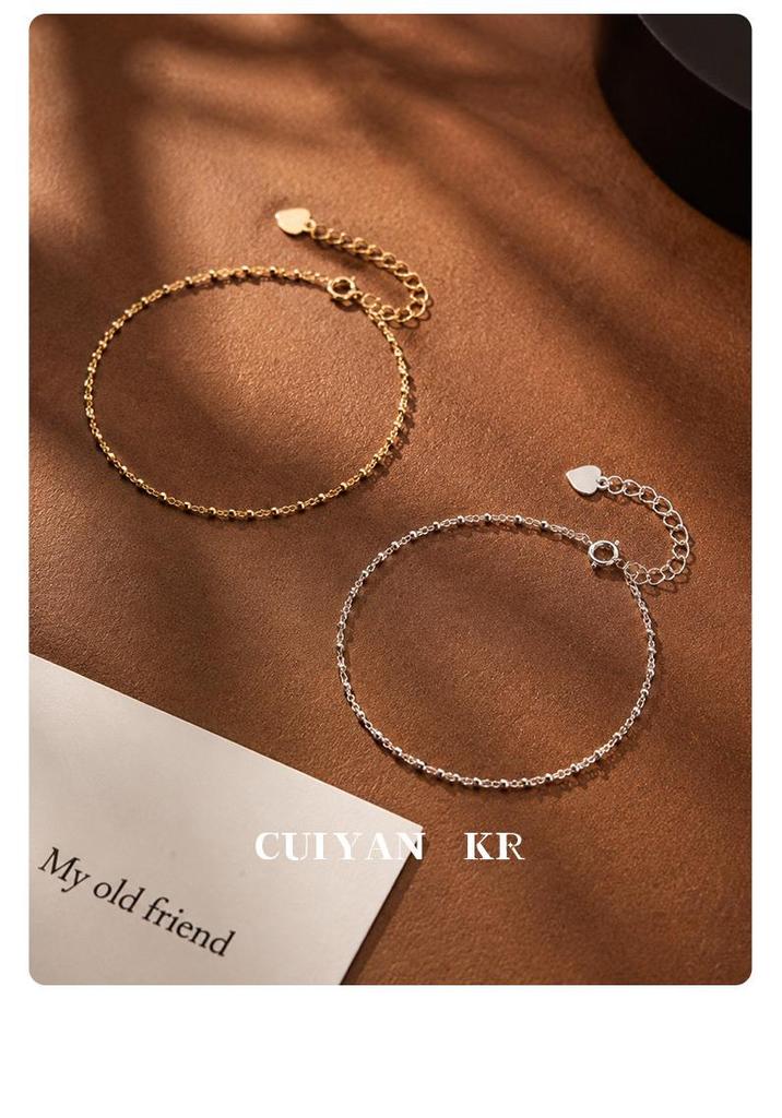 Cui Yan S925 Sterling Silver Korean INS Small Square Bracelet for Women - High-End Best Friend Jewelry