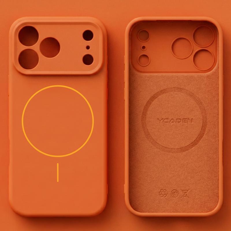

For iPhone 17 Pro Max Case Magnetic For Magsafe Liquid Silicone Soft Cover Coque For iPhone 16 15 14 13 Pro Max 17E 16E For iPhone 13 Pro Max помаранчевий