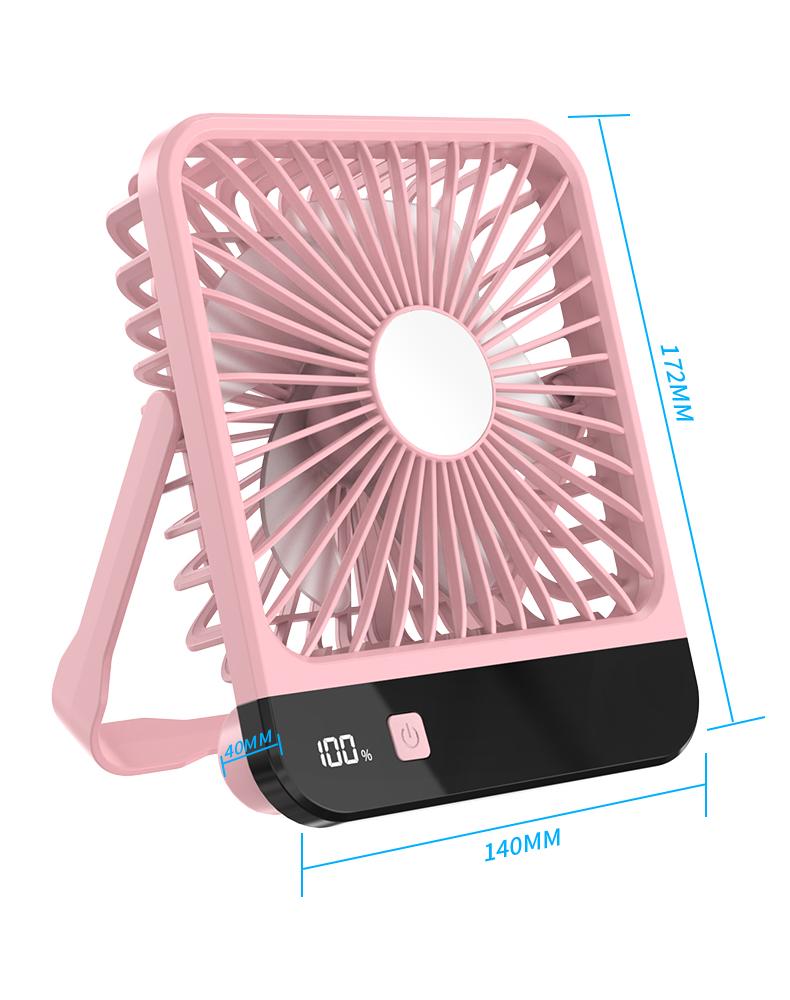 

Desktop Fan Portable Charging Suspension With Battery Level Display 5-Speed Wind Mode Small Fan Dormitory Outdoor Camping розовый