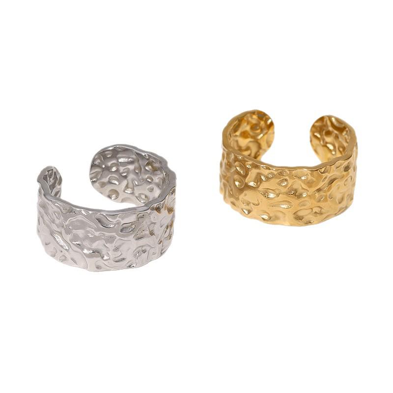 18K Gold-Plated Stainless Steel Open Ring - Elegant European & American Design, Versatile and Non-Fading Titanium Steel Jewelry.