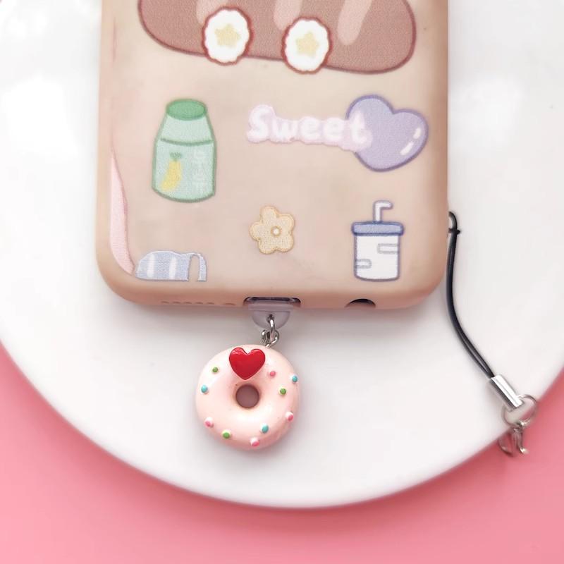 

Милые 3D смоляные пылезащитные заглушки для мобильного телефона в виде пончиков с любовью для порта зарядки For iPhone5-14