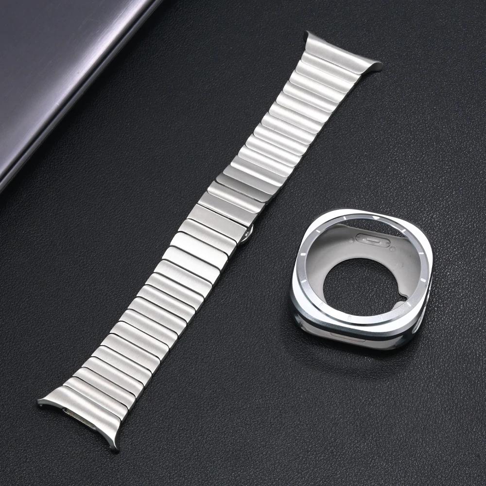 

Stainless Steel Band for Samsung Galaxy Ultra Strap 47mm Butterfly Buckle Bracelet+case for Galaxy Ultra Metal Watchband 47mm Galaxy Ultra 47mm срібні білого кольору