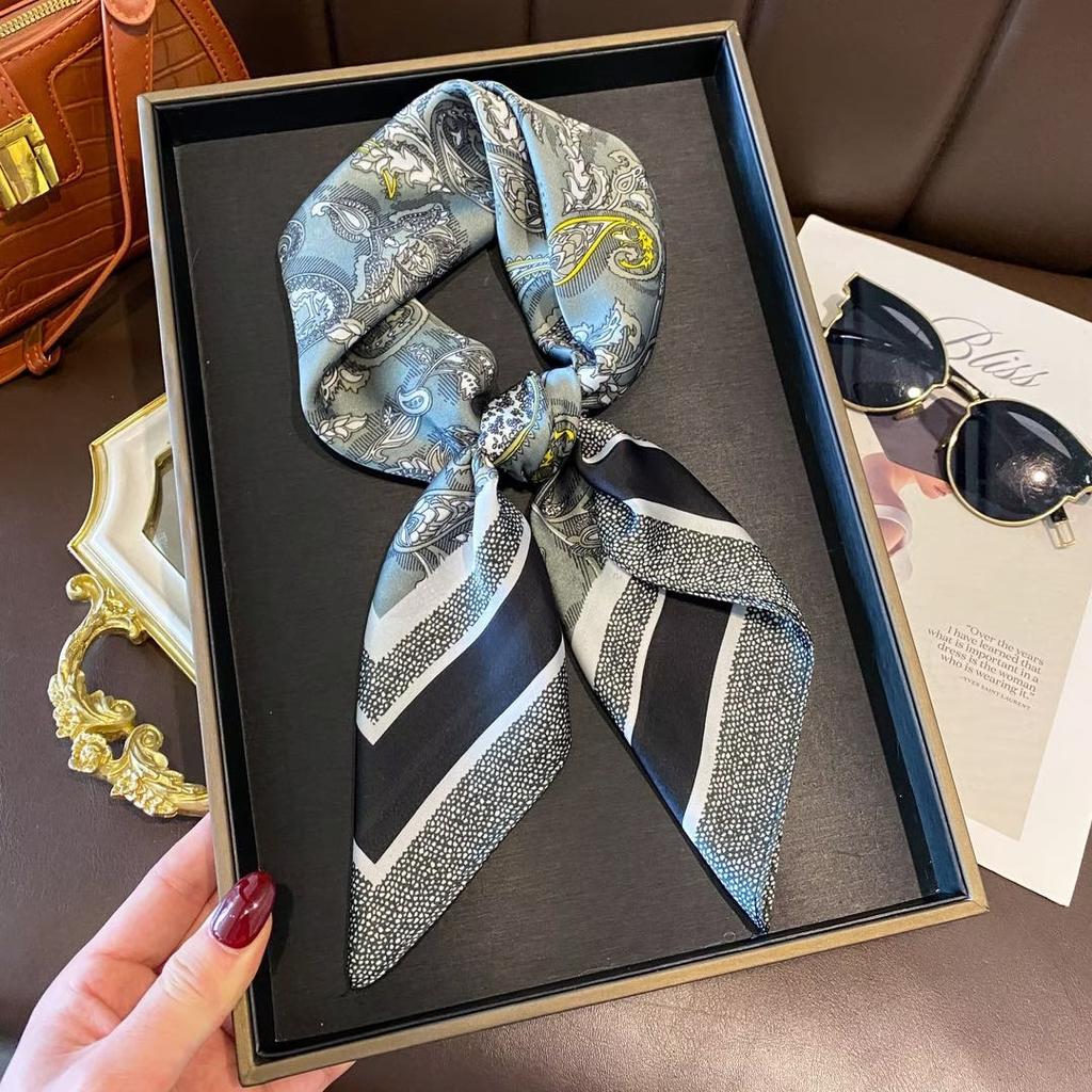 New small square scarf silk scarf women's summer versatile scarf headband silk scarf scarf temperament advanced neck protection spring and autumn thin