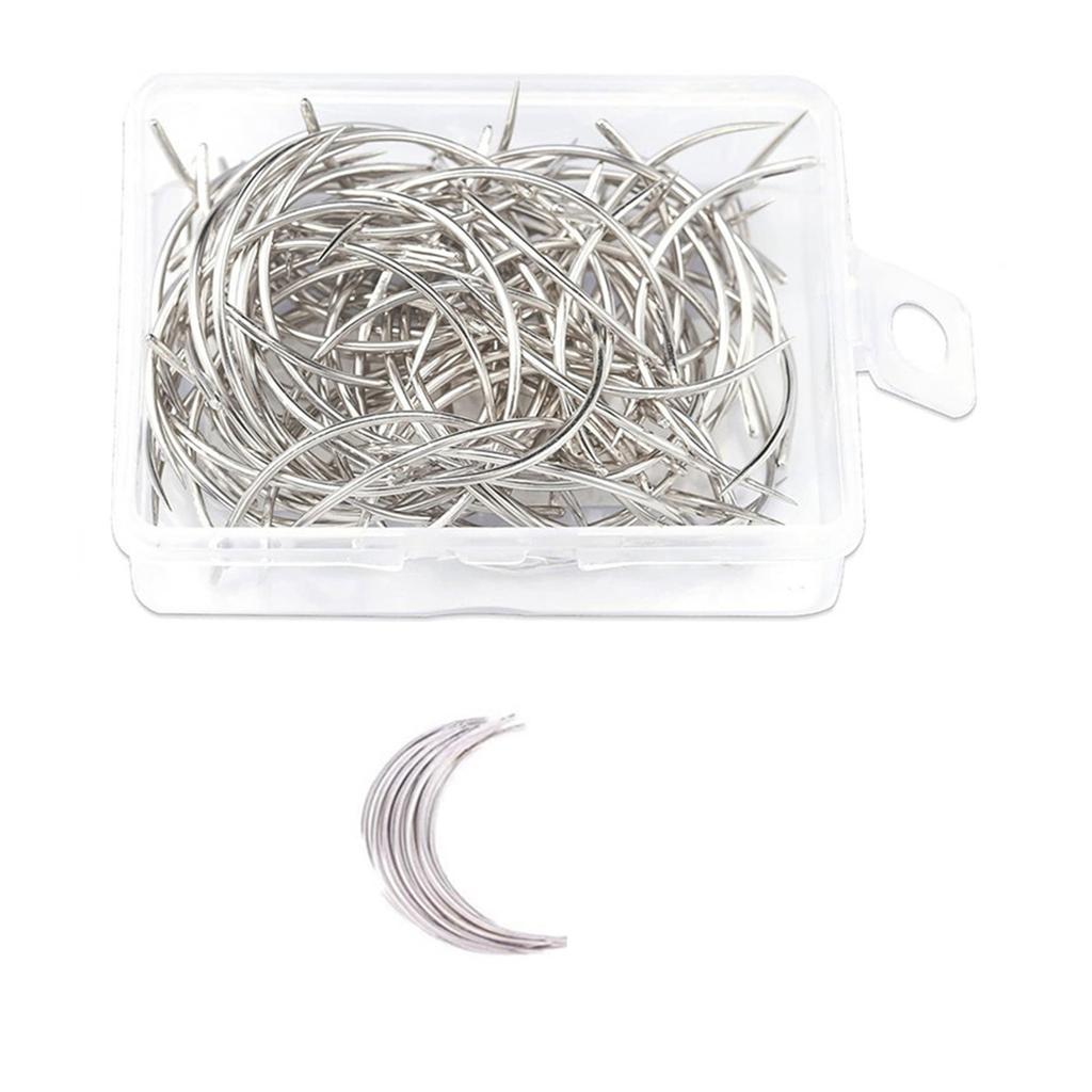50/100PCS Hair Making Pins Needle Set Hair Pins and C Curved Needle for Wigs Making Blocking Knitting DIY Crafts