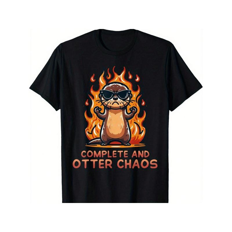 

European sizes Men s Complete and Otter Chaos Graphic T-Shirt - Soft, Breathable Casual Streetwear with Playful Otter Design 4XL чорний