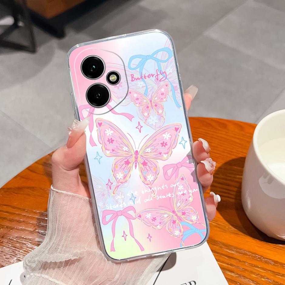 For Honor 400 Pro Lite 5G Case Pretty Flowers Transparent TPU Bumper Protective Cover For Honor400Pro Fundas Honor400Lite Coque