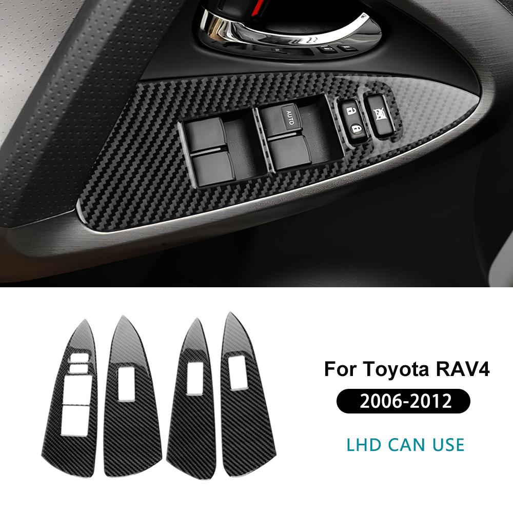 Real Soft Carbon Fiber Sticker For Toyota RAV4 2006 2007 2008 2009 2010 2011 2012 LHD RHD Car Door Window Panel Interior Trim