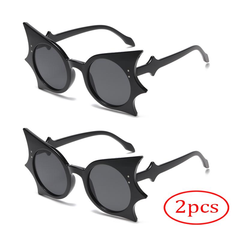 

2 шт. Солнцезащитные очки в форме летучей мыши с большой оправой, инновационные, цветные, UV400, готические, мужские и женские, уличные солнцезащитные очки