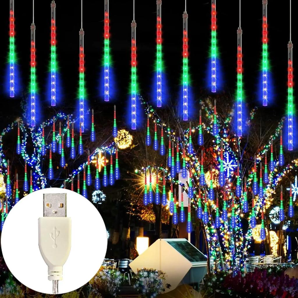 USB Plug Led Light Outdoor Meteor Shower Rain Lights 50/30cm Garden Decor Outdoor Street Garland New Year Christmas Decoration
