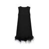 2023 Hepburn-Style Black Sleeveless Dress with Ostrich Feathers for Summer