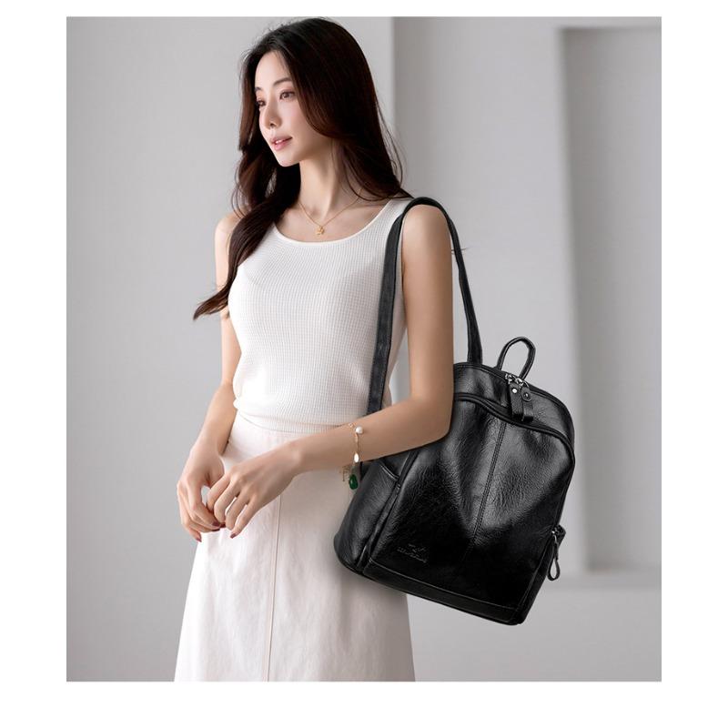 Fashionable PU Leather Backpack with Adjustable Shoulder Straps Simple Design Suitable for Daily Use Travel Shopping and Other Scenarios