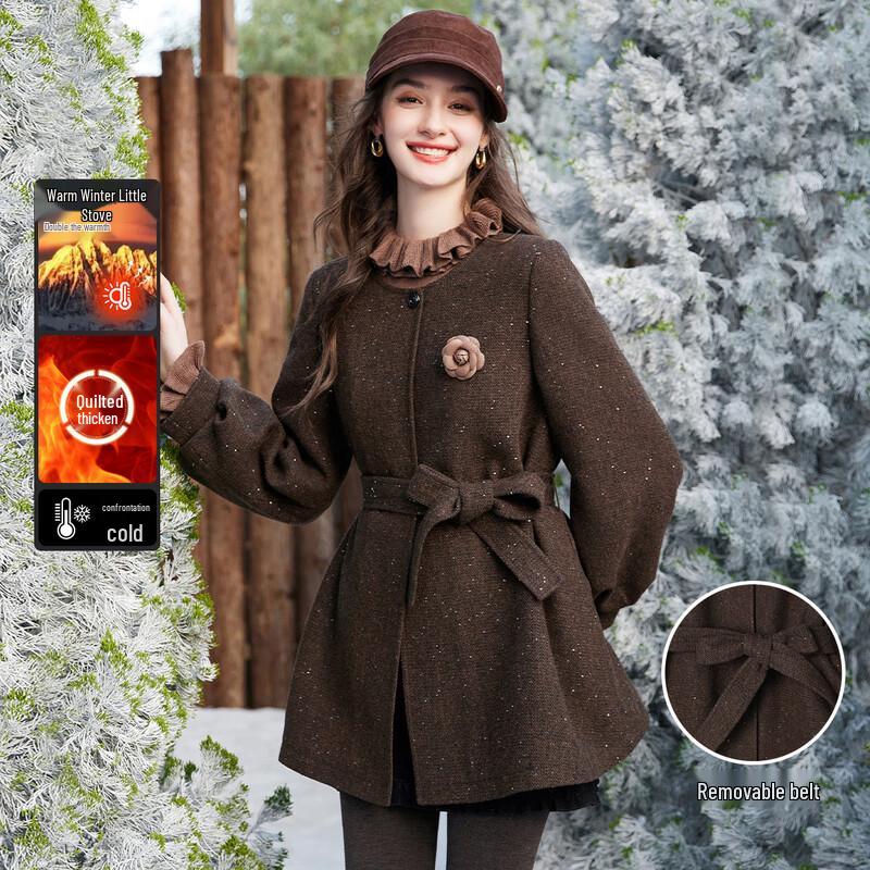 

Bailuyu Elegant Padded Cinch-Waist Winter Jacket XL