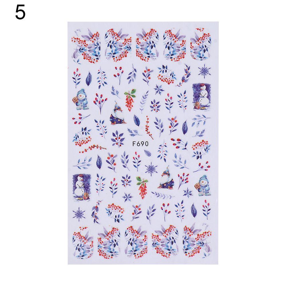 Adhesive Cute Snowman Nail Stickers Snowflake Elk Christmas