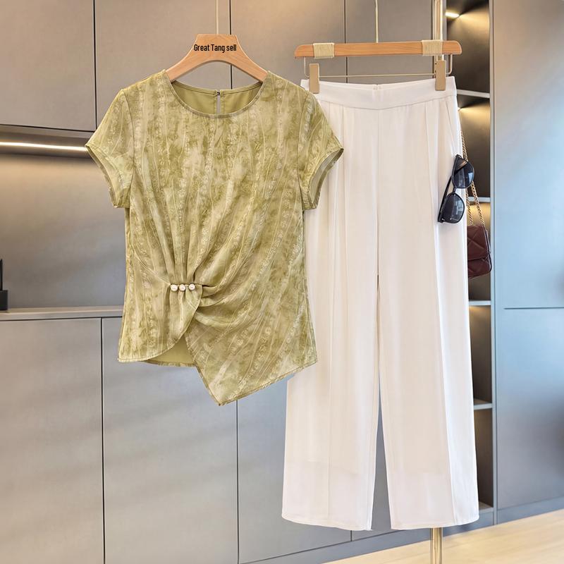 Женская футболка с коротким рукавом, tie-dye, с жемчужными пуговицами, Dà Táng Fū Rén 4XL жёлтый