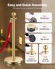 4 Pcs Gold Stanchion Post 2 Red Velvet Ropes Sand Injection Hollow Base