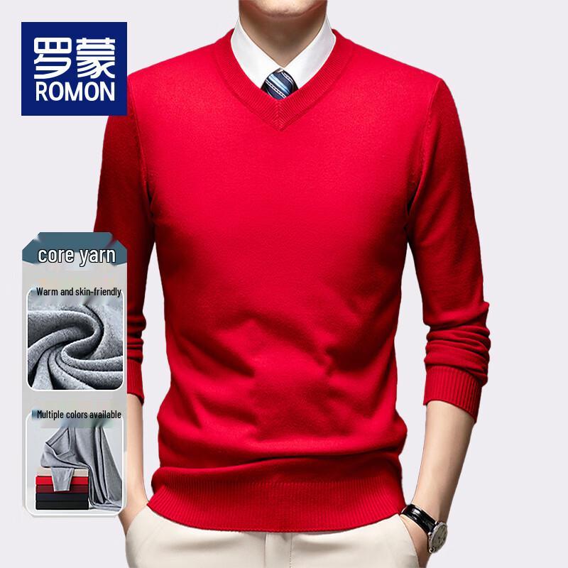 Luomeng Men's Winter V-Neck Thickened Knit Sweater WLL204