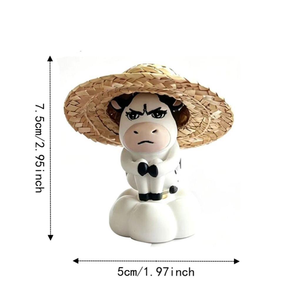 Cute Grass Cow Figure Ugly-cute Car Ornament Emo Center Console Decoration  Center Console